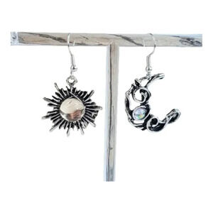 Sun and Moon Dangle Earrings